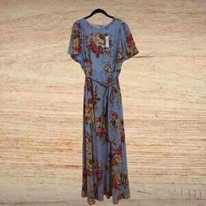 Baltic Born "Naomi" Short Sleeve Dress | Blue Multi Flora Size XL NWT